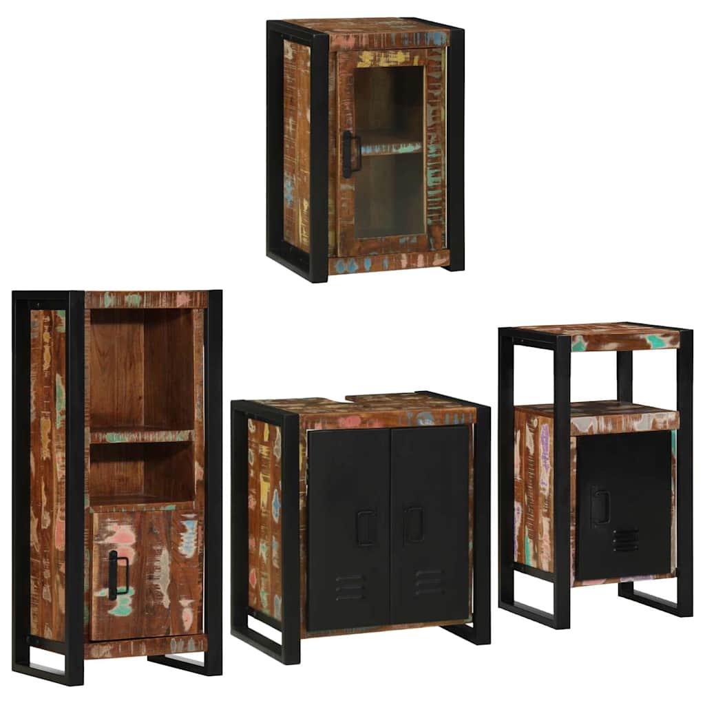 Bathroom Furniture Set 4 pcs Multicolour Solid Reclaimed Wood