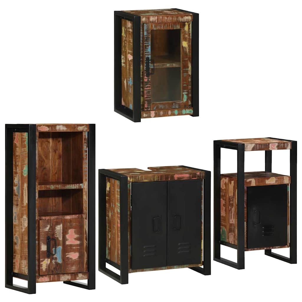 Bathroom Furniture Set 4 pcs Multicolour Solid Reclaimed Wood