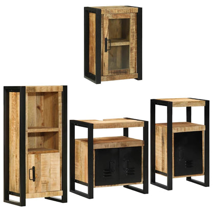 Bathroom Furniture Set 4 pcs Brown Soild Mango Wood