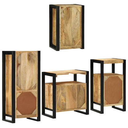 Bathroom Furniture Set 4 pcs Brown Soild Mango Wood