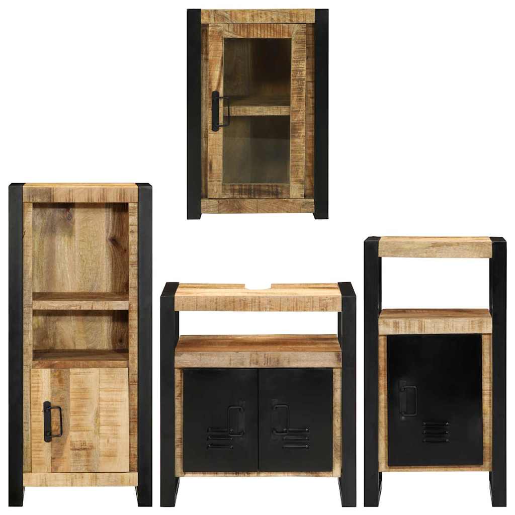 Bathroom Furniture Set 4 pcs Brown Soild Mango Wood