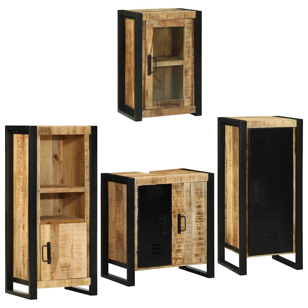 Bathroom Furniture Set 4 pcs Brown Soild Mango Wood