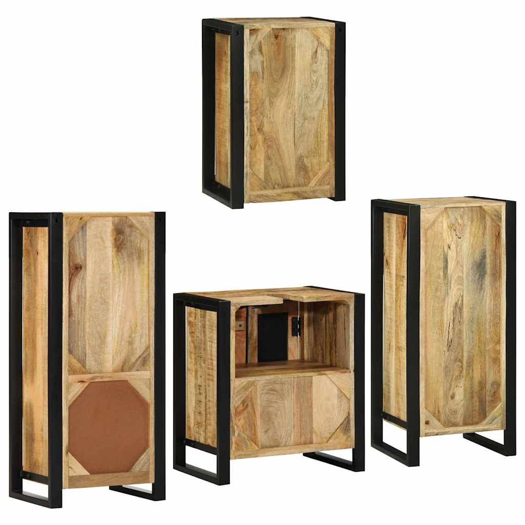Bathroom Furniture Set 4 pcs Brown Soild Mango Wood