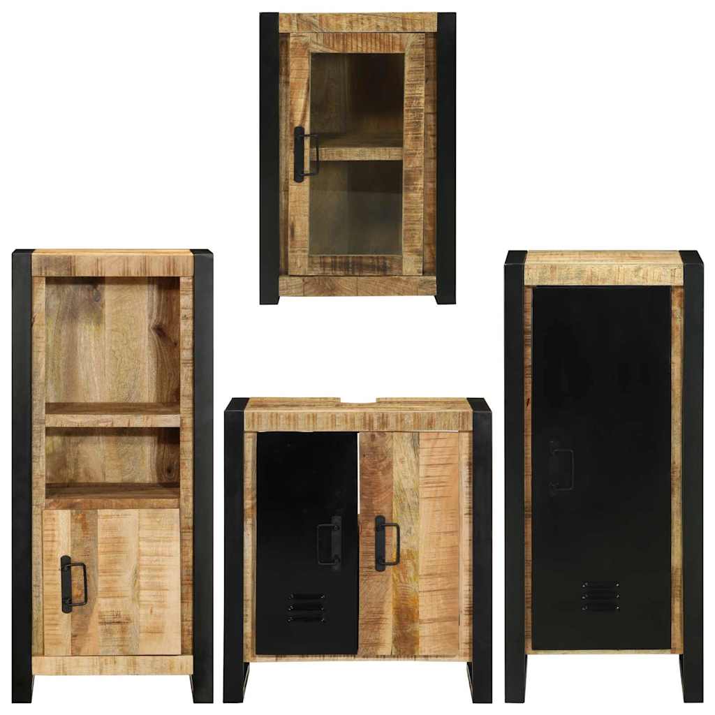 Bathroom Furniture Set 4 pcs Brown Soild Mango Wood