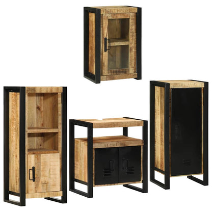 Bathroom Furniture Set 4 pcs Brown Soild Mango Wood