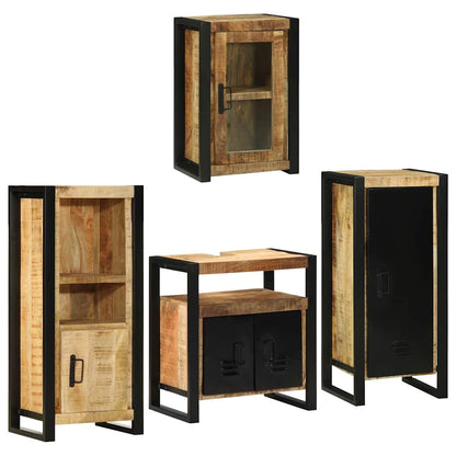 Bathroom Furniture Set 4 pcs Brown Soild Mango Wood