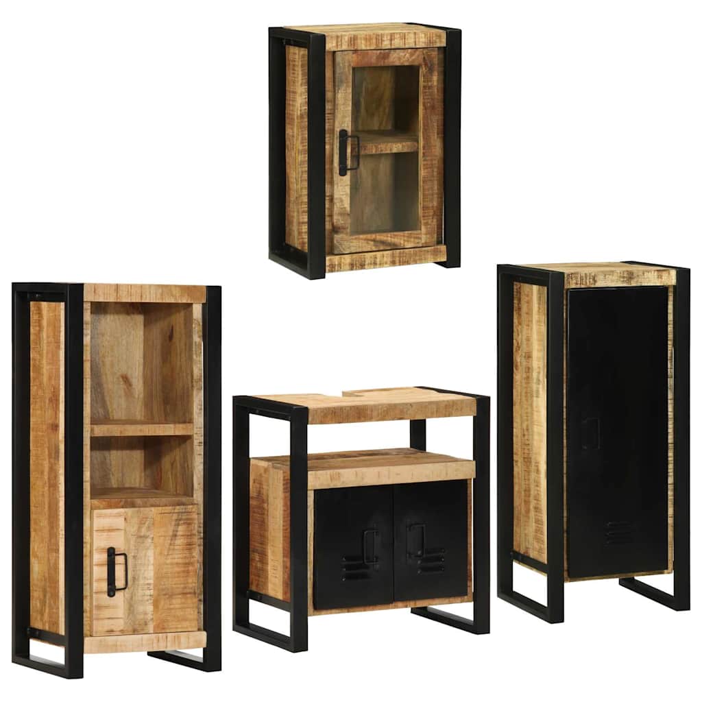 Bathroom Furniture Set 4 pcs Brown Soild Mango Wood