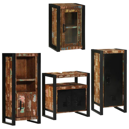 Bathroom Furniture Set 4 pcs Multicolour Solid Reclaimed Wood