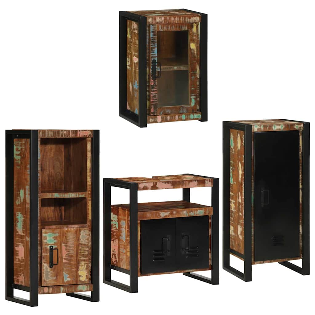 Bathroom Furniture Set 4 pcs Multicolour Solid Reclaimed Wood
