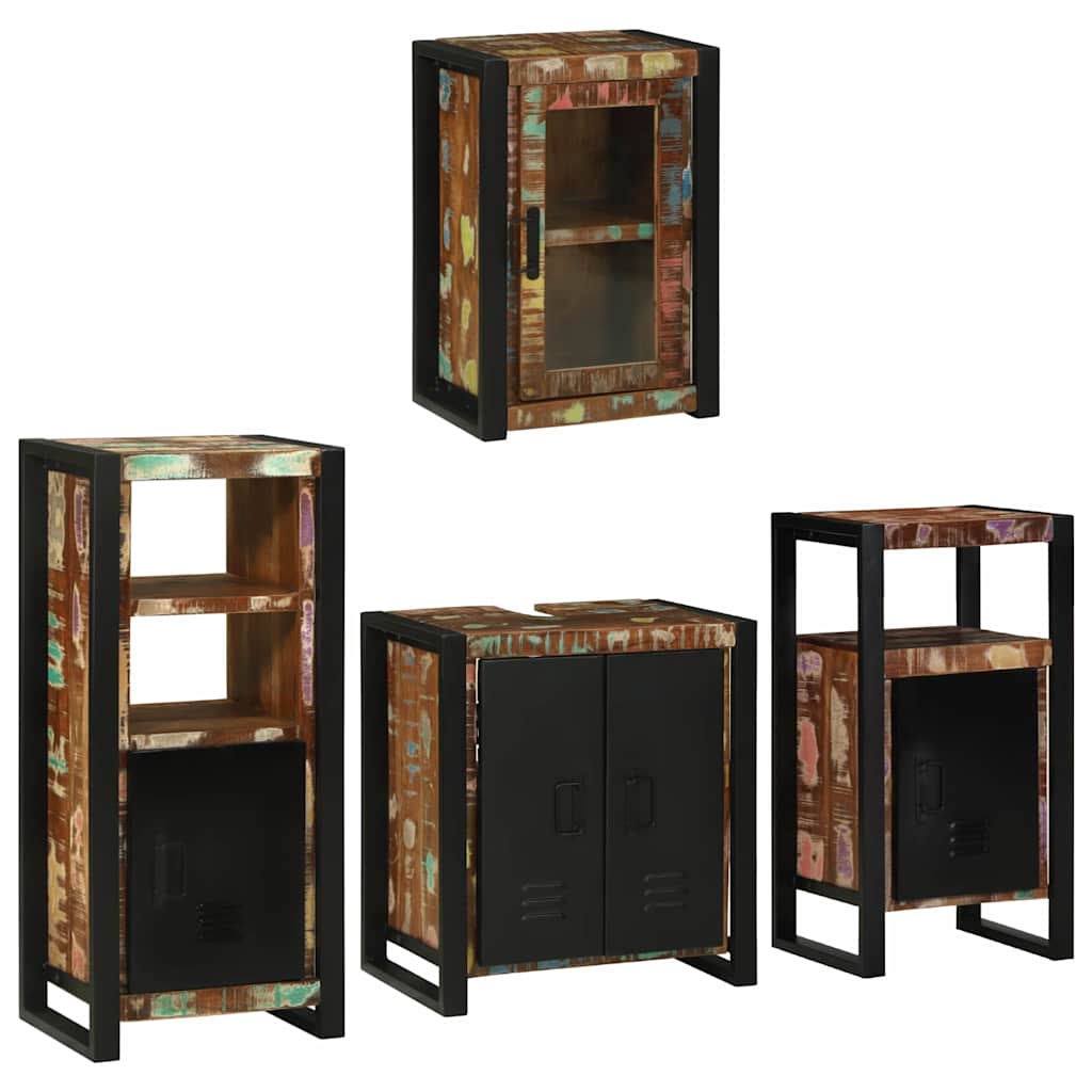 Bathroom Furniture Set 4 pcs Multicolour Solid Reclaimed Wood