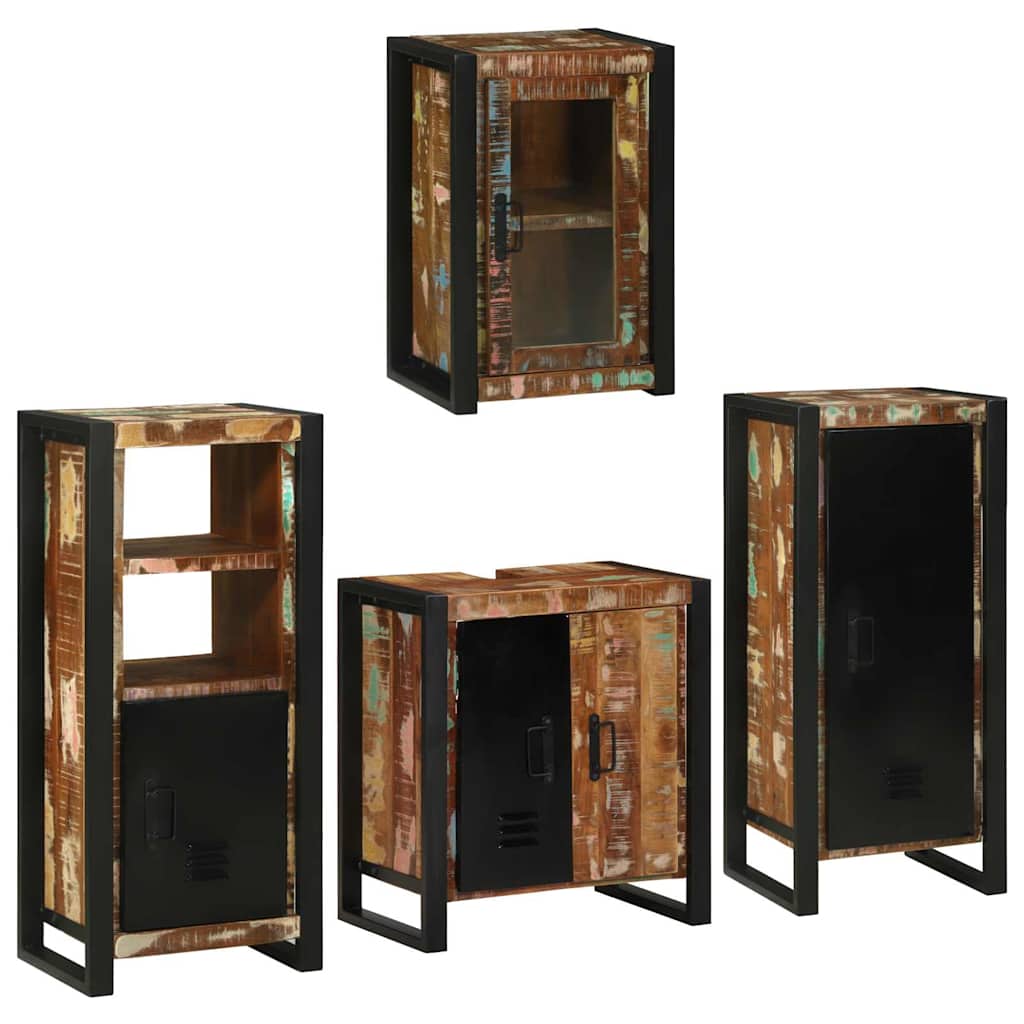 Bathroom Furniture Set 4 pcs Multicolour Solid Reclaimed Wood