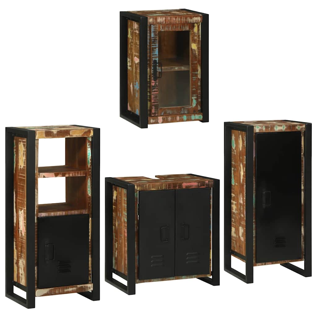Bathroom Furniture Set 4 pcs Multicolour Solid Reclaimed Wood