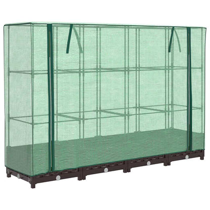 Raised Bed with Greenhouse Cover Rattan Look 160x40x123 cm