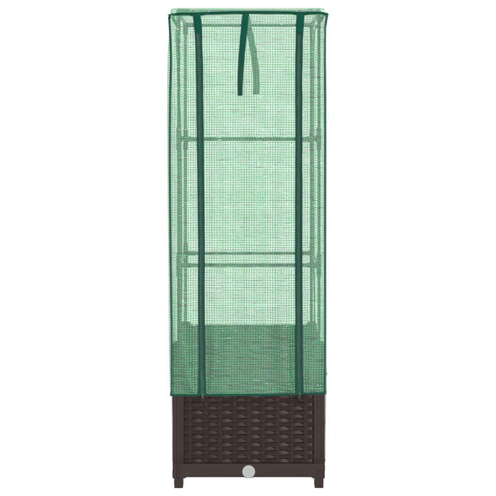 Raised Bed with Greenhouse Cover Rattan Look 40x40x139 cm