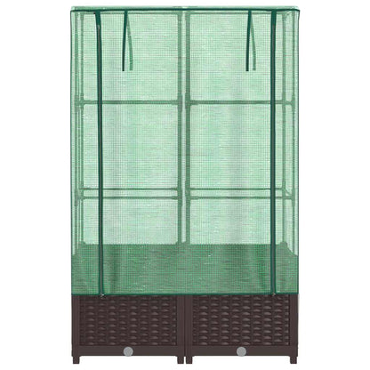 Raised Bed with Greenhouse Cover Rattan Look 80x40x138 cm