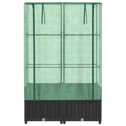 Raised Bed with Greenhouse Cover Rattan Look 80x40x138 cm