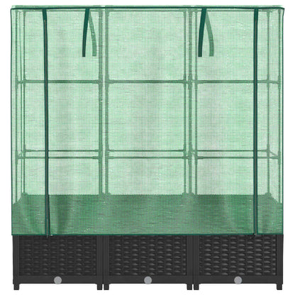 Raised Bed with Greenhouse Cover Rattan Look 120x40x138 cm