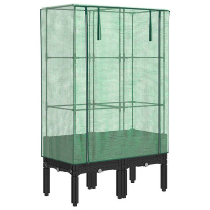 Raised Bed with Greenhouse Cover Rattan Look 80x40x140 cm