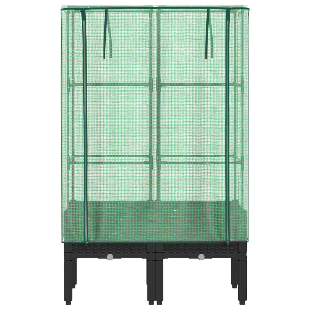 Raised Bed with Greenhouse Cover Rattan Look 80x40x140 cm