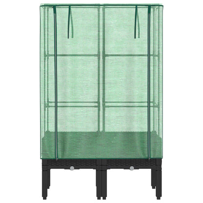 Raised Bed with Greenhouse Cover Rattan Look 80x40x140 cm