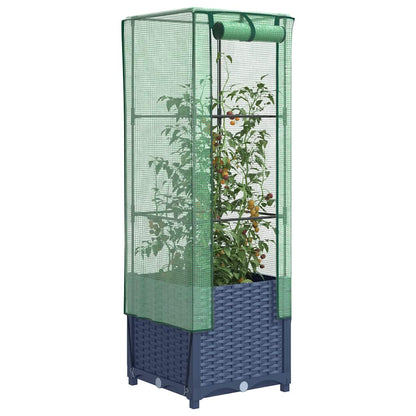 Raised Bed with Greenhouse Cover Rattan Look 40x40x139 cm