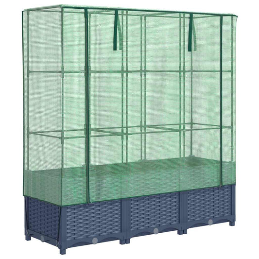Raised Bed with Greenhouse Cover Rattan Look 120x40x138 cm