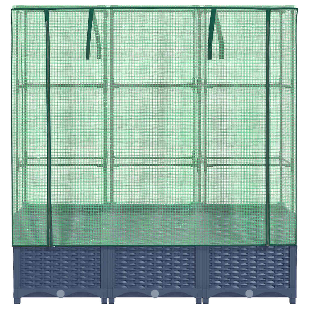 Raised Bed with Greenhouse Cover Rattan Look 120x40x138 cm