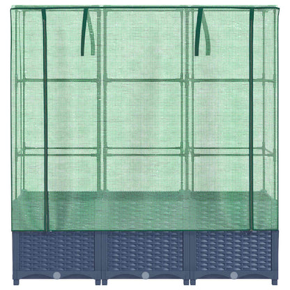 Raised Bed with Greenhouse Cover Rattan Look 120x40x138 cm
