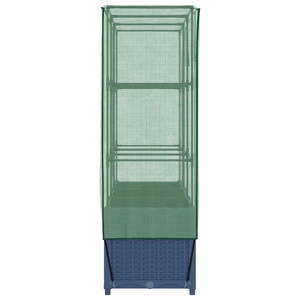 Raised Bed with Greenhouse Cover Rattan Look 120x40x138 cm