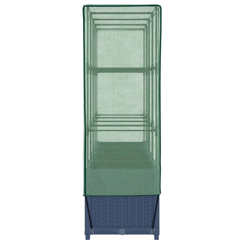 Raised Bed with Greenhouse Cover Rattan Look 160x40x138 cm