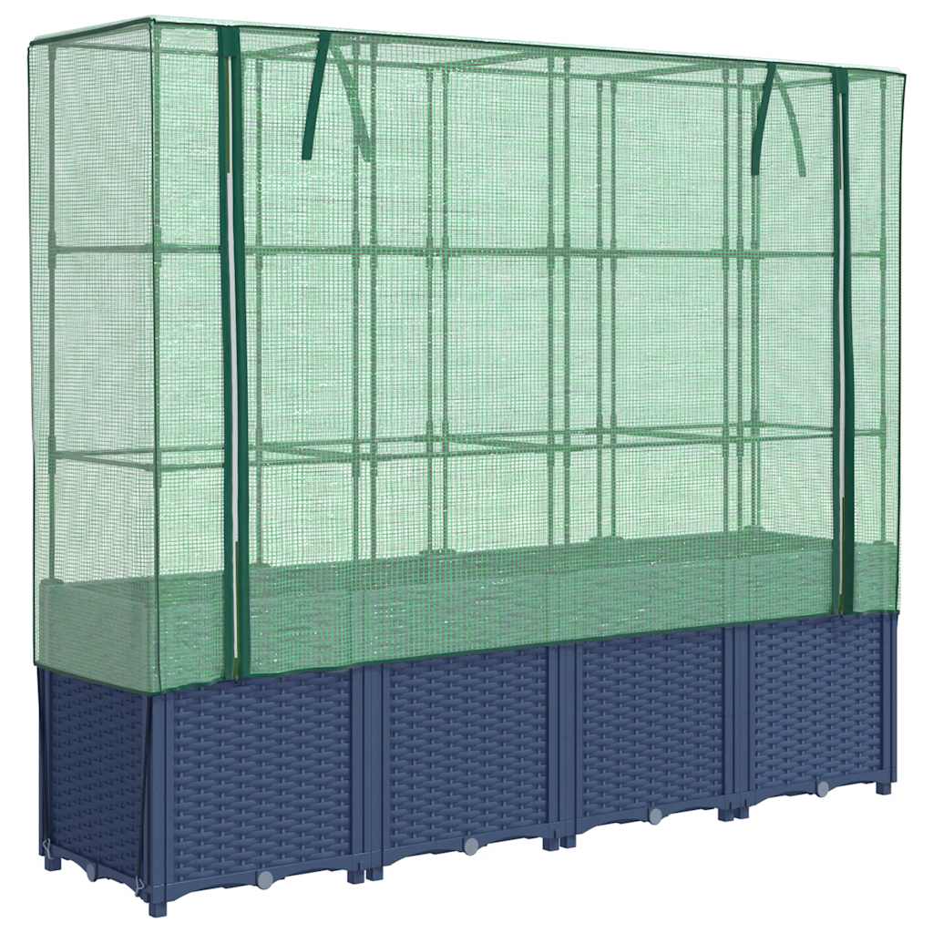 Raised Bed with Greenhouse Cover Rattan Look 160x40x153 cm
