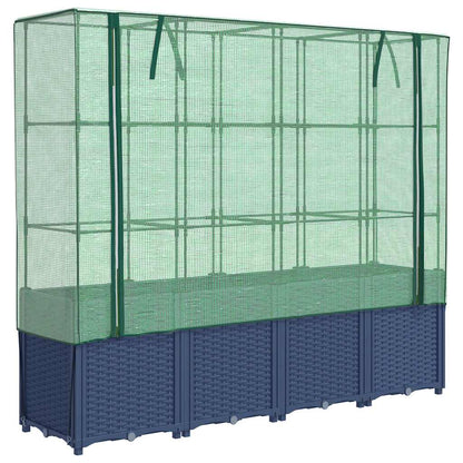 Raised Bed with Greenhouse Cover Rattan Look 160x40x153 cm