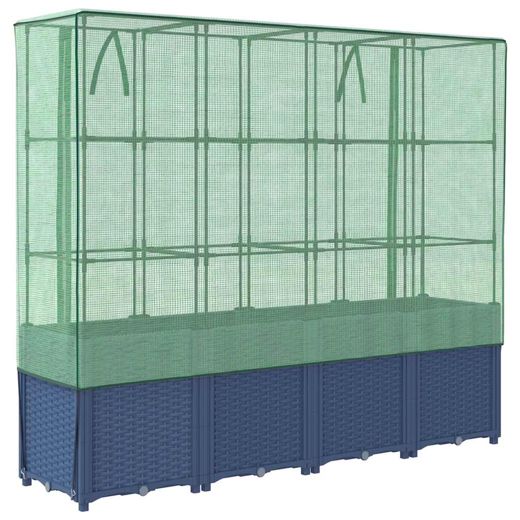 Raised Bed with Greenhouse Cover Rattan Look 160x40x153 cm