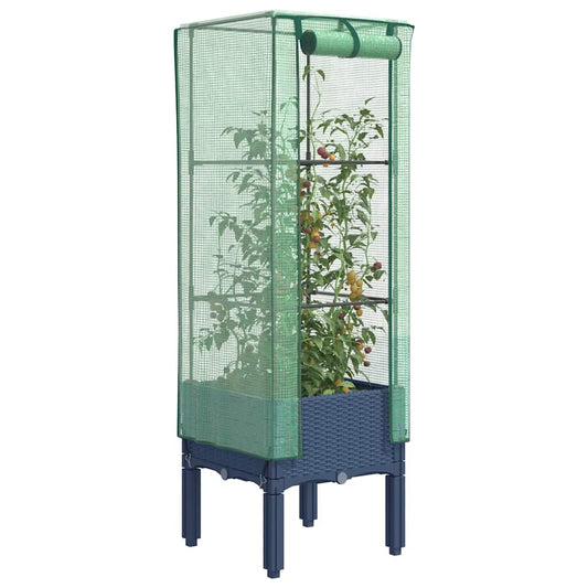 Raised Bed with Greenhouse Cover Rattan Look 40x40x140 cm