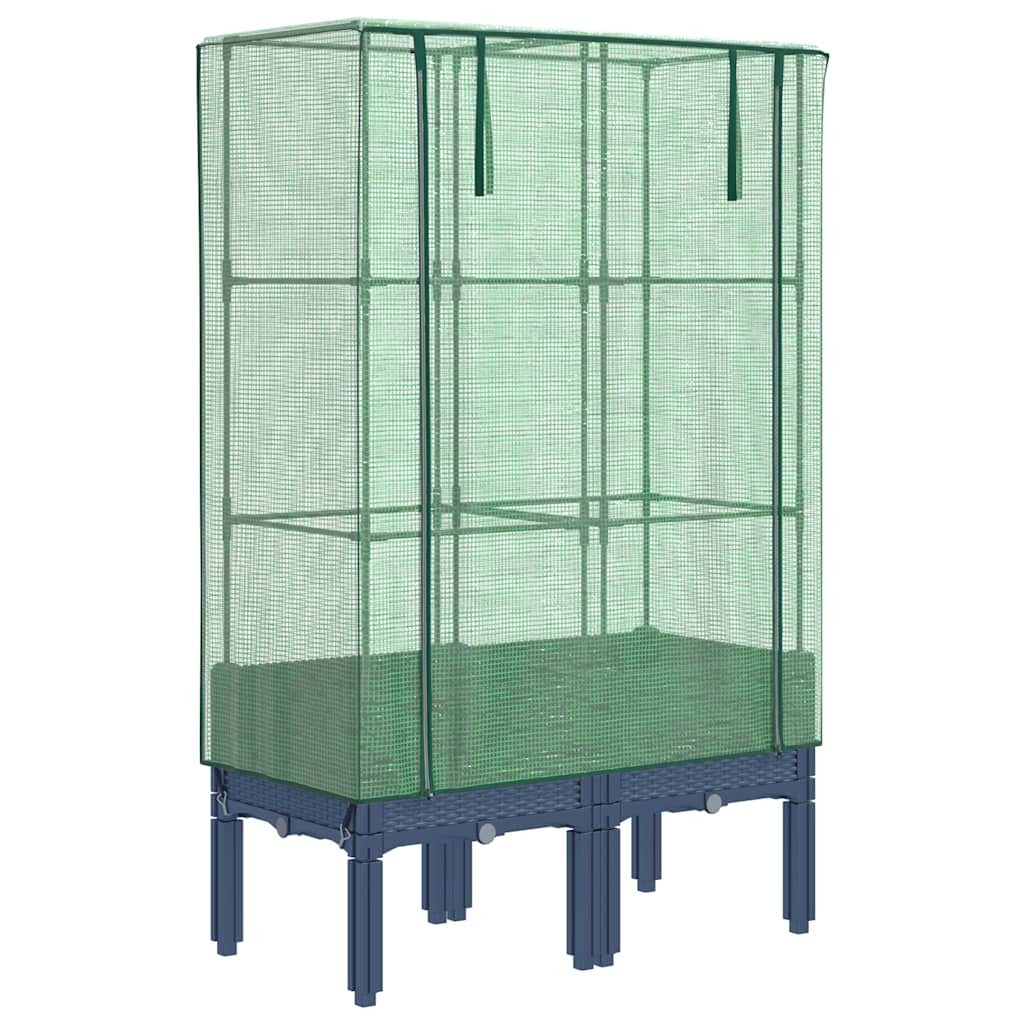 Raised Bed with Greenhouse Cover Rattan Look 80x40x140 cm