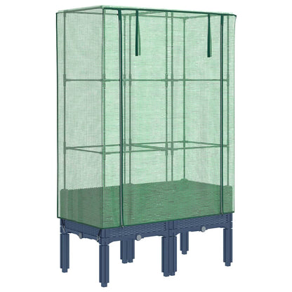 Raised Bed with Greenhouse Cover Rattan Look 80x40x140 cm