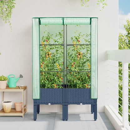Raised Bed with Greenhouse Cover Rattan Look 80x40x140 cm