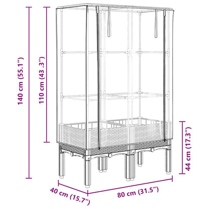 Raised Bed with Greenhouse Cover Rattan Look 80x40x140 cm