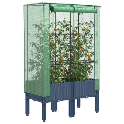 Raised Bed with Greenhouse Cover Rattan Look 80x40x140 cm