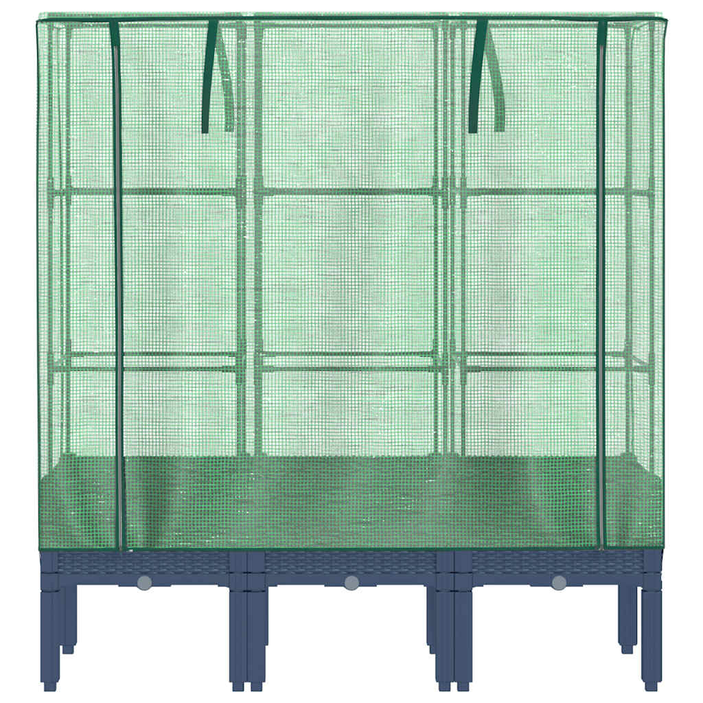 Raised Bed with Greenhouse Cover Rattan Look 120x40x140 cm