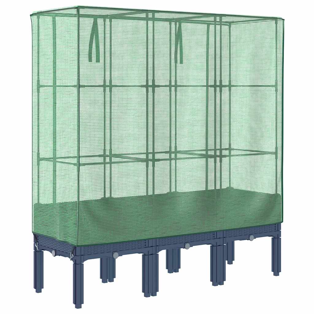 Raised Bed with Greenhouse Cover Rattan Look 120x40x140 cm
