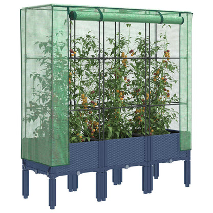 Raised Bed with Greenhouse Cover Rattan Look 120x40x140 cm