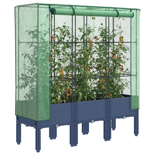 Raised Bed with Greenhouse Cover Rattan Look 120x40x140 cm