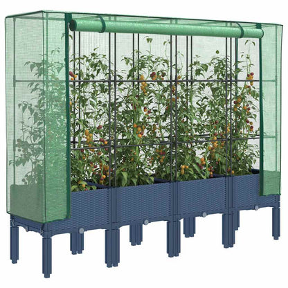Raised Bed with Greenhouse Cover Rattan Look 160x40x140 cm