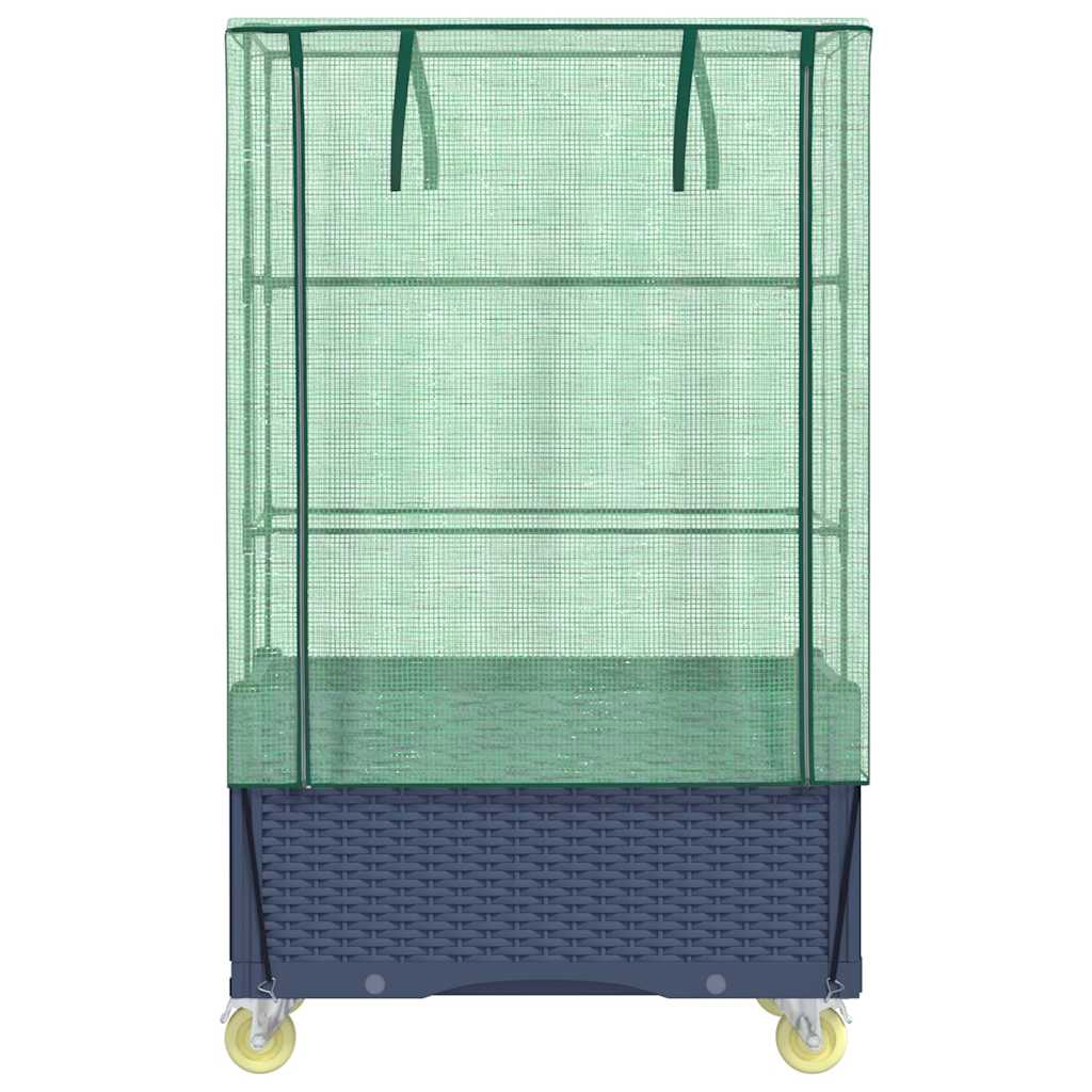 Raised Bed with Cover and Wheels Rattan Look 80x50x182 cm