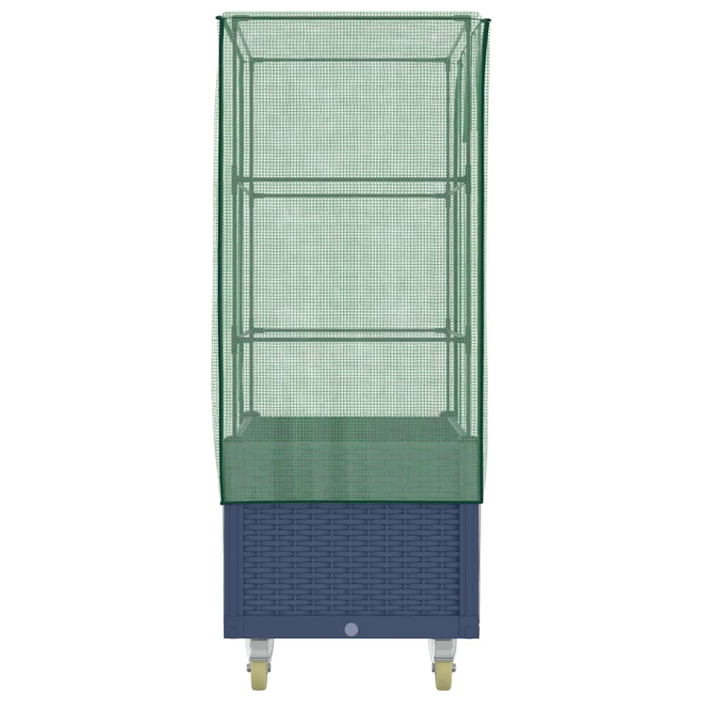 Raised Bed with Cover and Wheels Rattan Look 80x50x182 cm