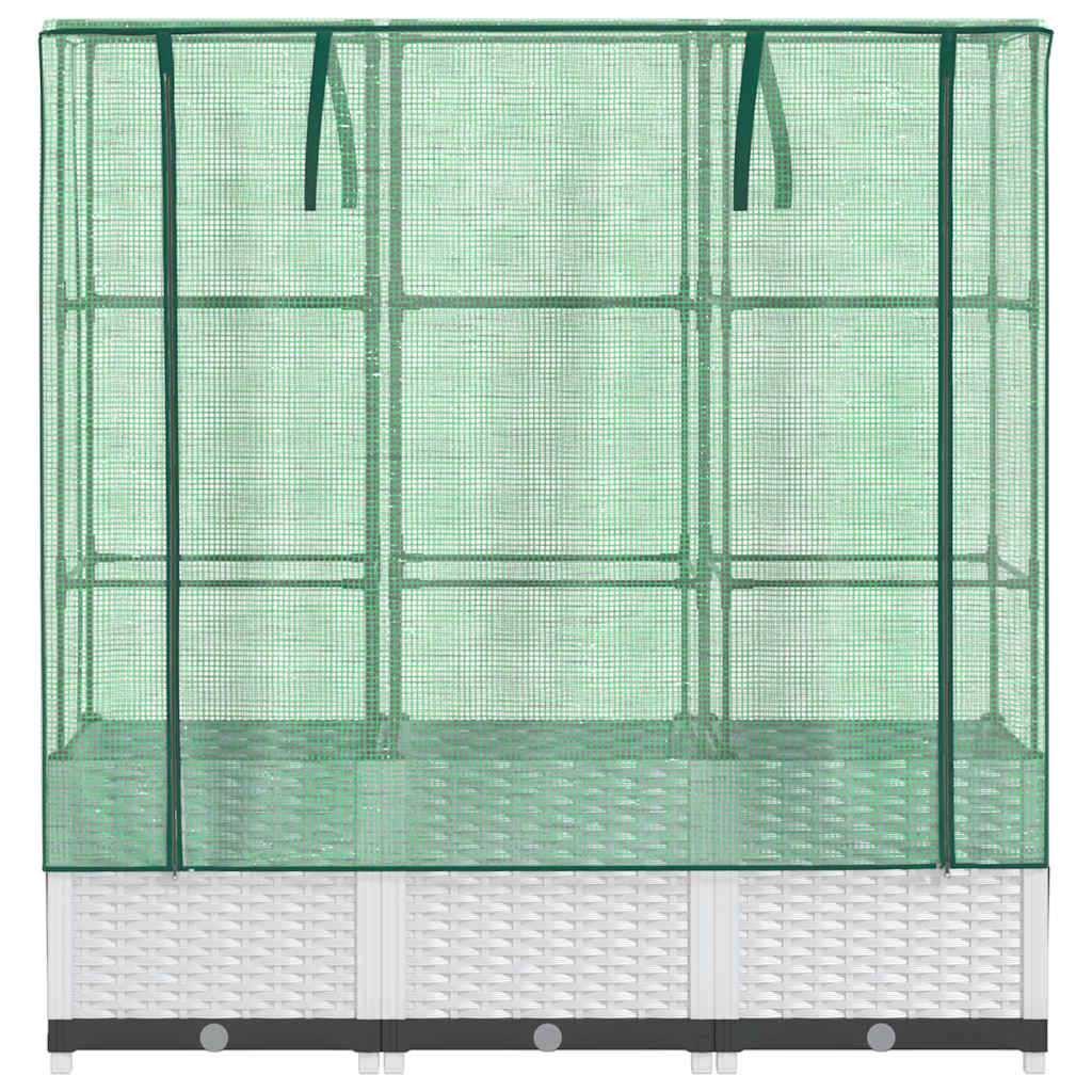 Raised Bed with Greenhouse Cover Rattan Look 120x40x138 cm