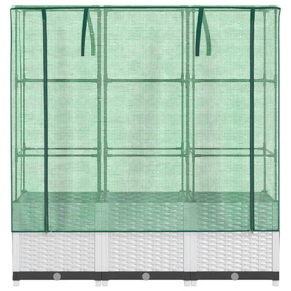 Raised Bed with Greenhouse Cover Rattan Look 120x40x138 cm