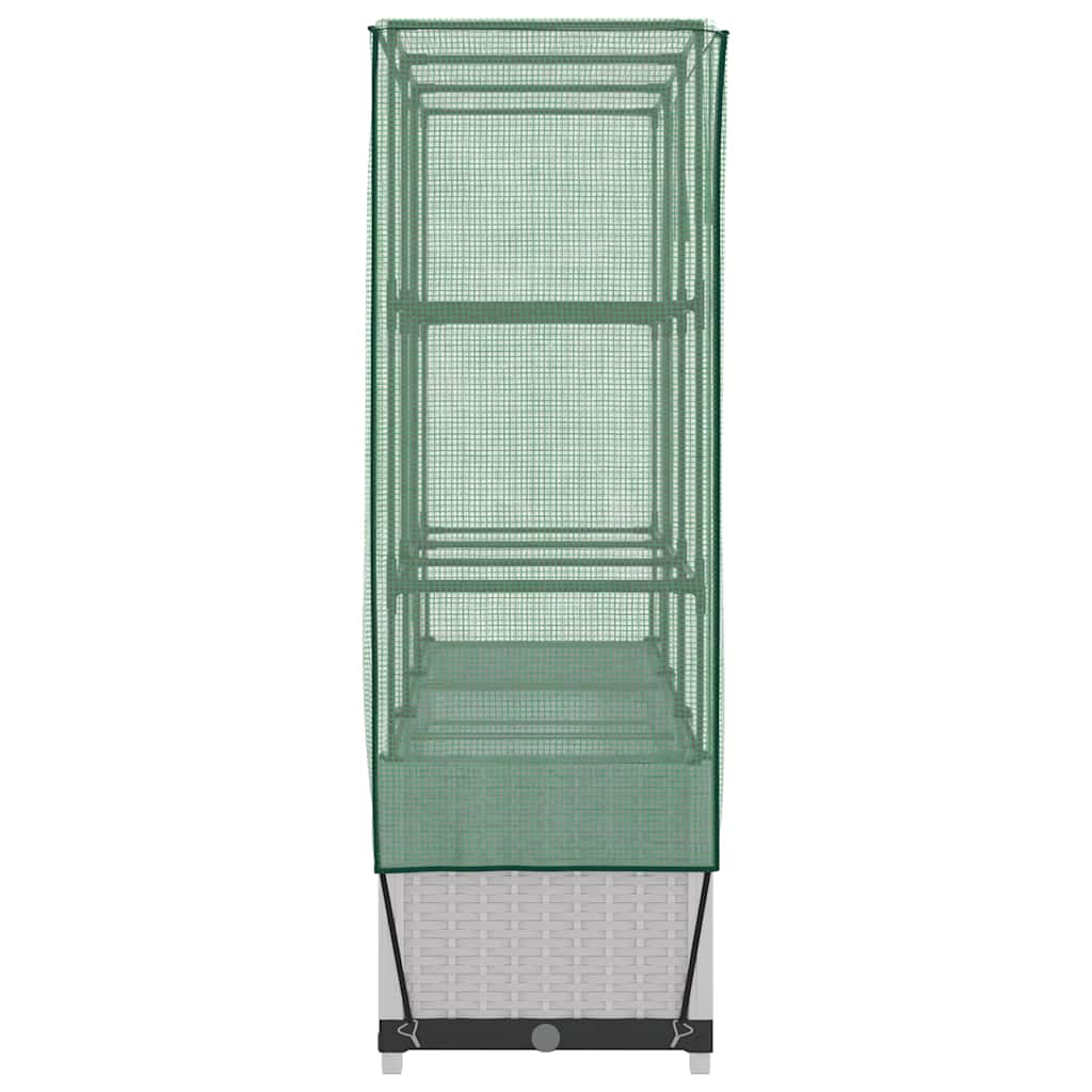 Raised Bed with Greenhouse Cover Rattan Look 120x40x138 cm