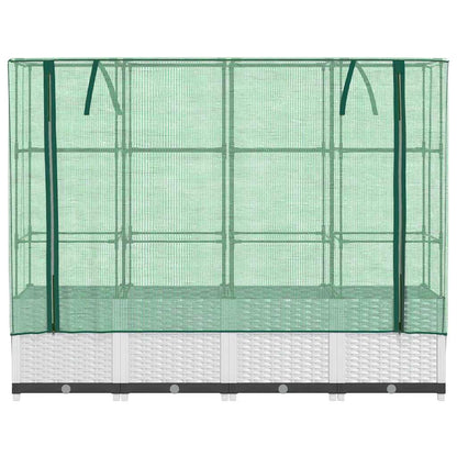 Raised Bed with Greenhouse Cover Rattan Look 160x40x138 cm